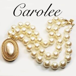 Vintage Carolee 3-Strand 9mm Pearl Bracelet